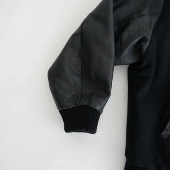 Vintage 90'S Mv Sport Black Richie's Gym Brooklyn 100% Leather And Wool Bomber - Picture 9 of 13